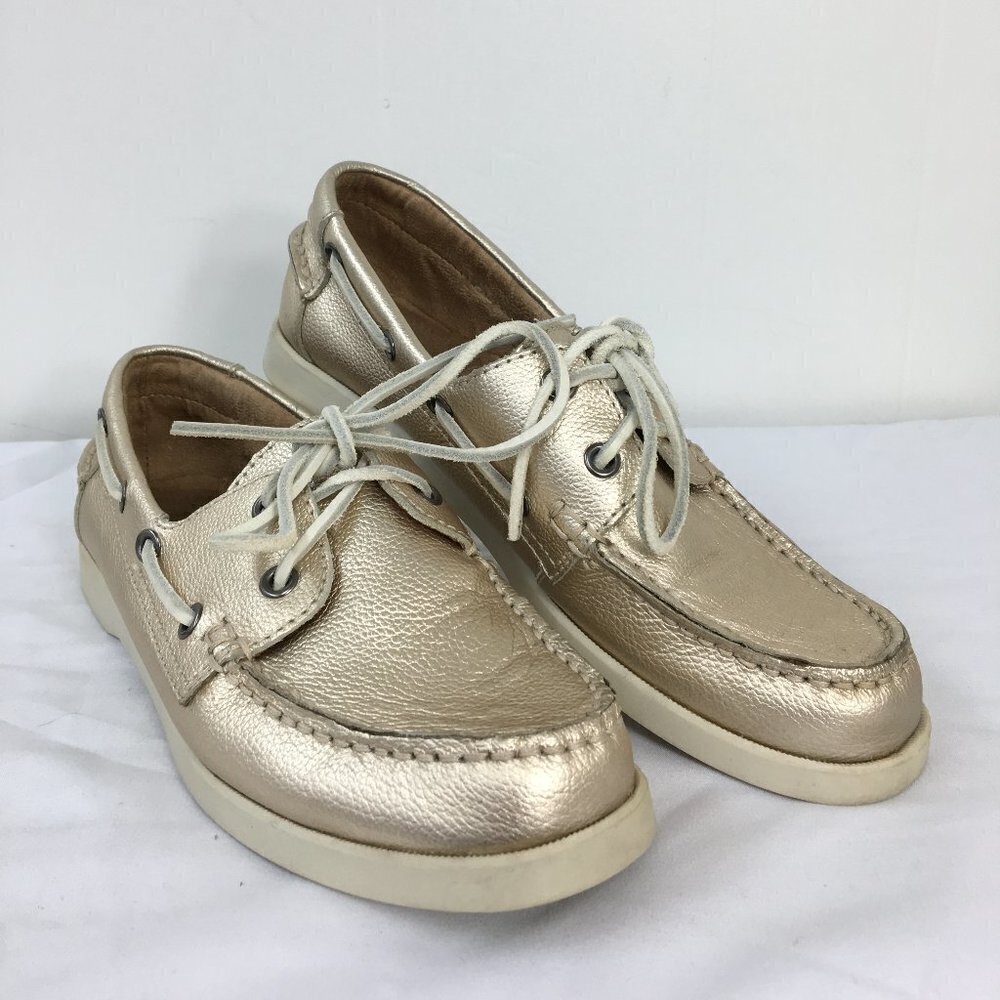 White Mountain Women's Gold Metallic Leather Boat Shoe Size 7 GREAT Condition